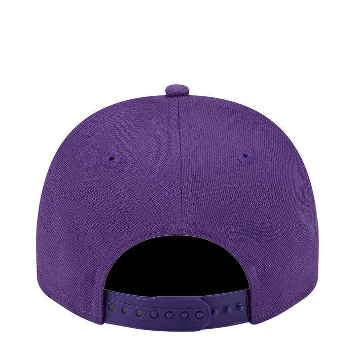 Youth purple A-Frame cap back view with adjustable strap and eyelets