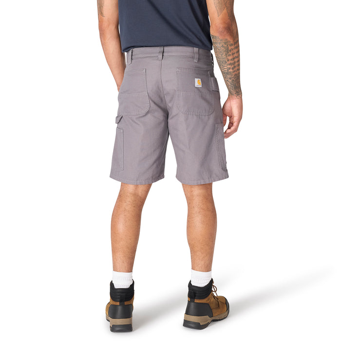 Men's steel gray 9-inch shorts, back view with belt loops and back yoke seam