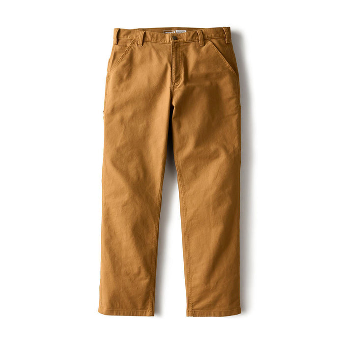 Men's loose straight duck dungaree pants in Carhartt brown, button-fly and pockets