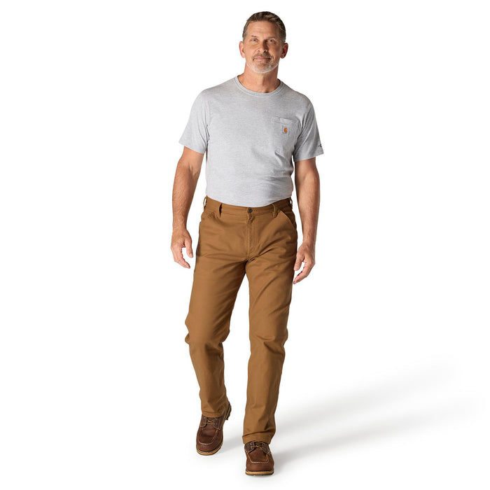 Men's loose straight duck dungaree pants in Carhartt brown, full-length straight legs