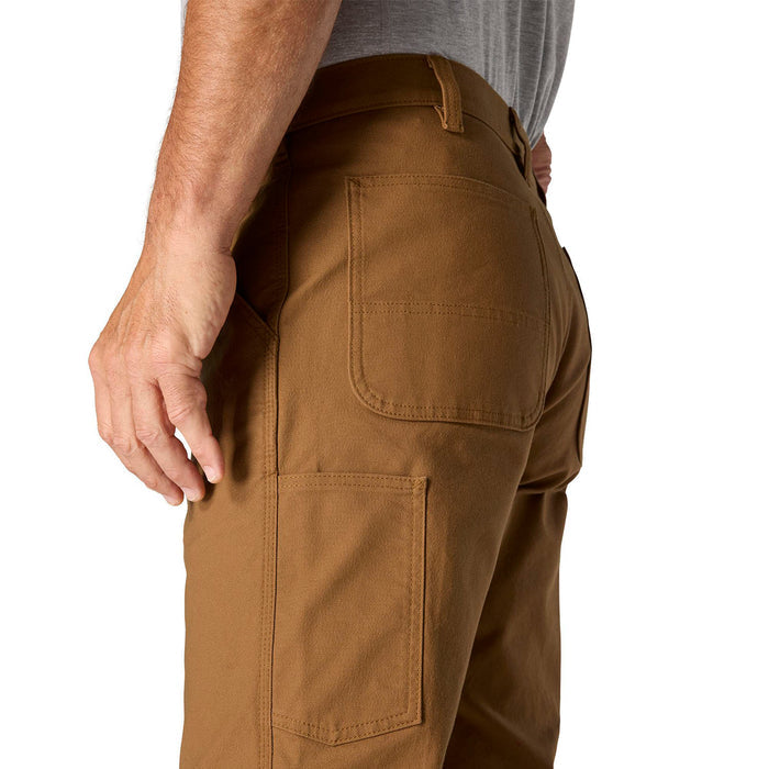 Men's Carhartt brown dungaree pants, back pocket and stitched seams detail
