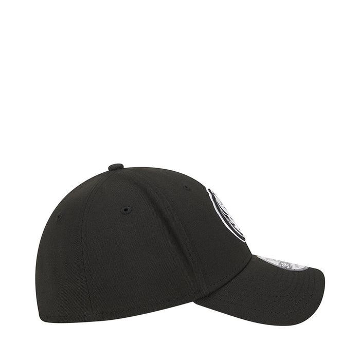 Black baseball cap with curved brim and white Mavericks logo on side