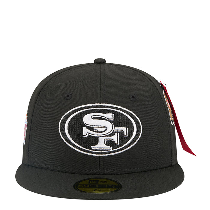 Black baseball cap with white circular team logo on the front.