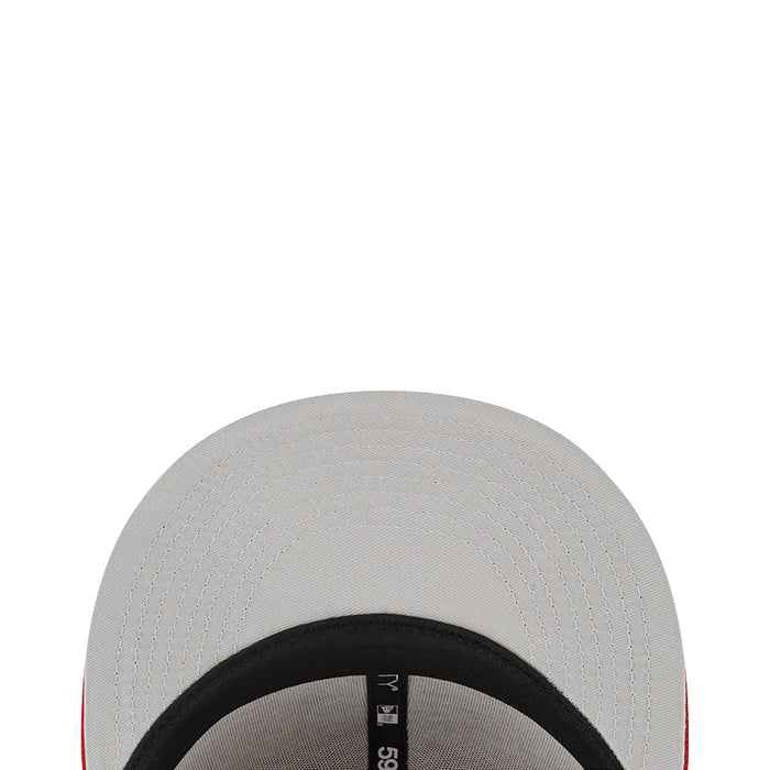 Light gray baseball cap crown with black inner rim and small brand mark