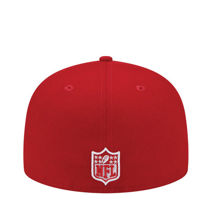 Scarlet red baseball cap with embroidered NFL shield patch on back