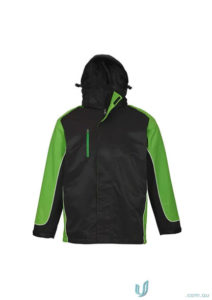 Black lime green Nitro Jacket J10110 with white stripe, zipped pockets, unisex style