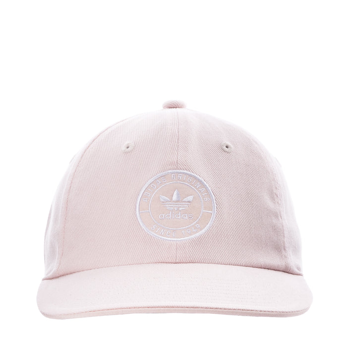Light pink Adidas relaxed strapback cap with circular logo at front