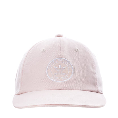 Light pink Adidas relaxed strapback cap with circular logo at front