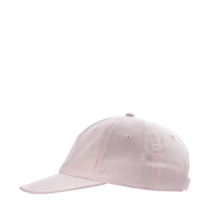 Light pink strapback cap, angled side view with curved brim