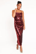 Karley Sequin Maxi Dress - Burgundy