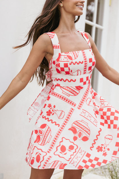 Sloan Mini Dress - Red Print