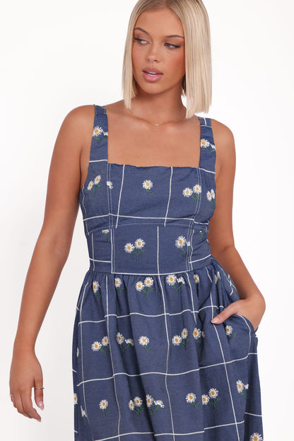 Yolande Midi Dress - Blue Floral