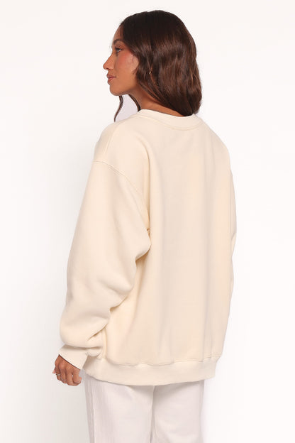 Flower Garden Graphic Sweatshirt - Cream