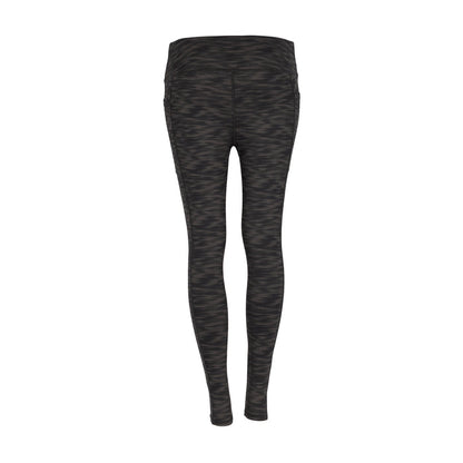 Women's black speckled full-length leggings with elastic waistband