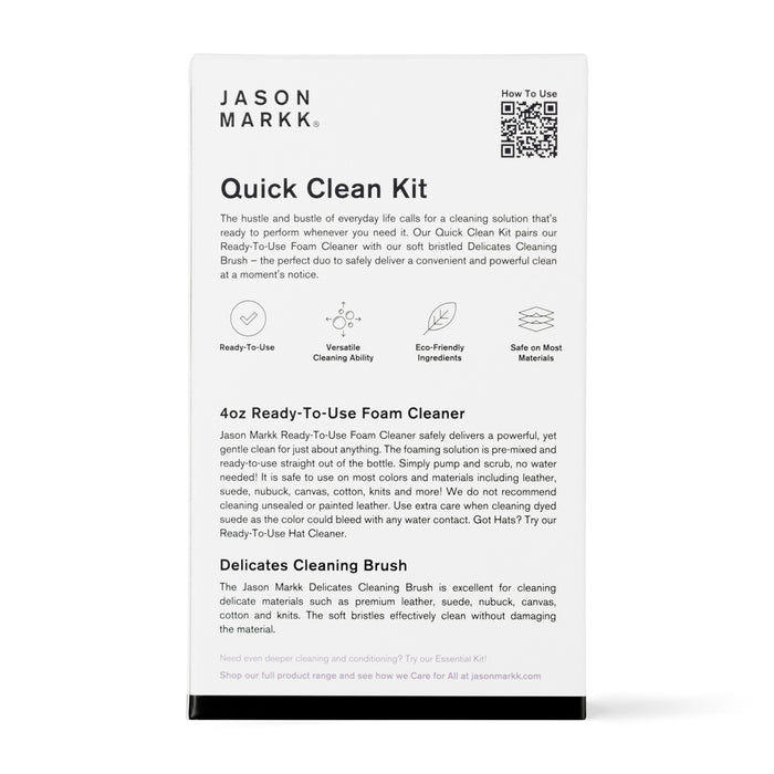 Foaming cleaner and delicate cleaning brush kit back panel with usage details