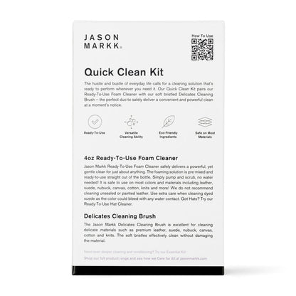 Foaming cleaner and delicate cleaning brush kit back panel with usage details