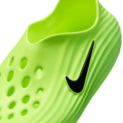 Lime green upper with perforations and black Nike swoosh