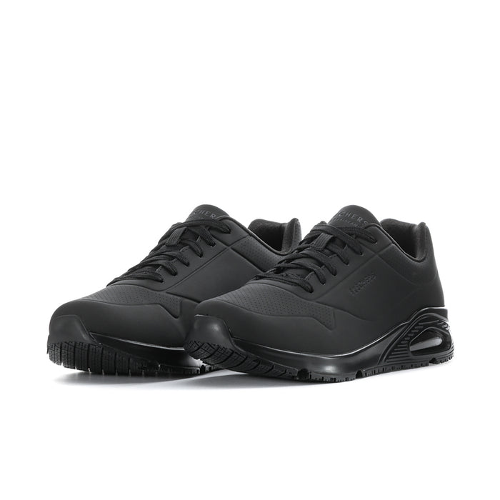 Men's Skechers black lace-up sneakers, thick tread sole with air-cushion window