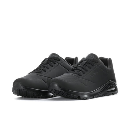 Men's Skechers black lace-up sneakers, thick tread sole with air-cushion window