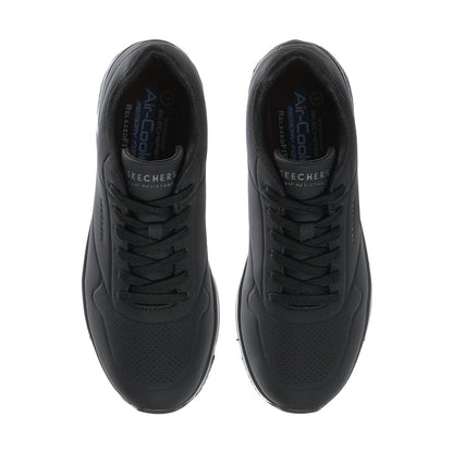 Black Skechers lace-up sneakers with padded tongue and Air-Cooled insole