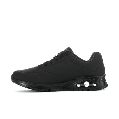 Men's Skechers black lace-up sneakers with side panel texture and air-cushion sole