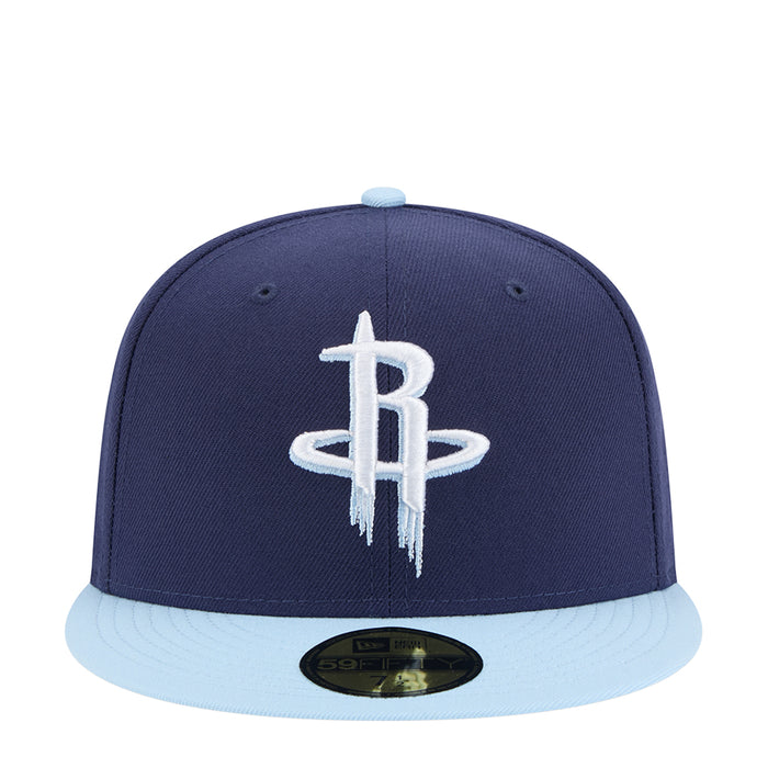 Two-tone cap in dark navy with light blue brim, Rockets logo on front.