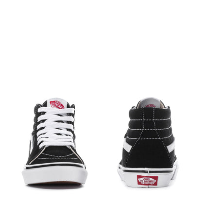 Kids' black high-top sneakers with white laces and heel branding
