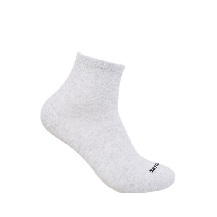 Skechers 3Pk Boys Non Terry Qtr Crew Socks - White / Grey