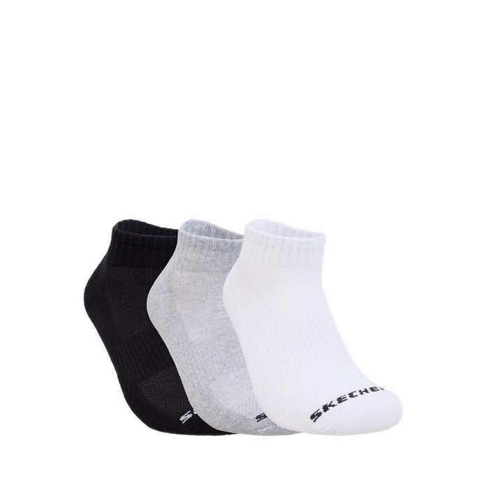 Skechers 3Pk Unisex 1/2 Terry Qtr Crew Socks - White / Black