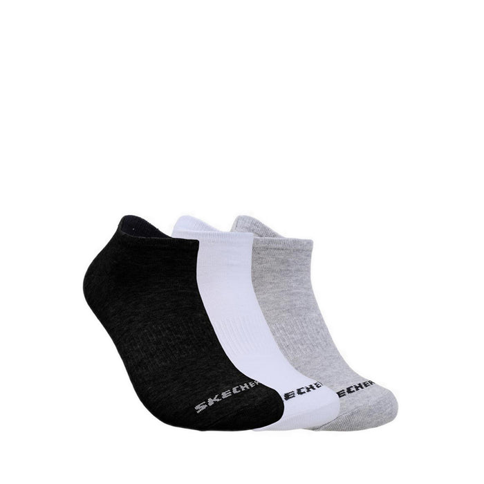 Skechers 3Pk Unisex Non Terry No Show Socks - White / Black