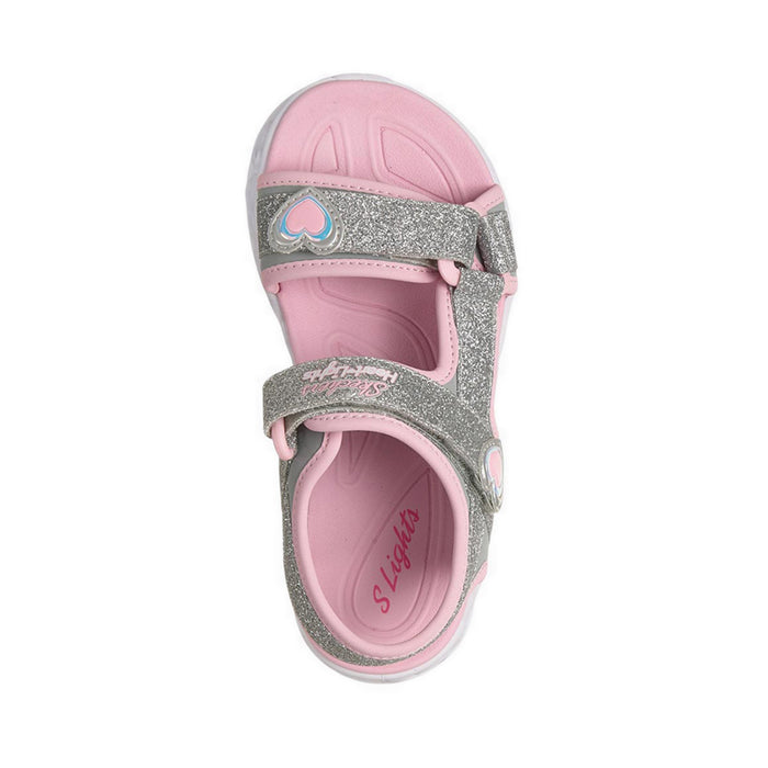 Skechers Heart Lights Girl's Sandal - Silver