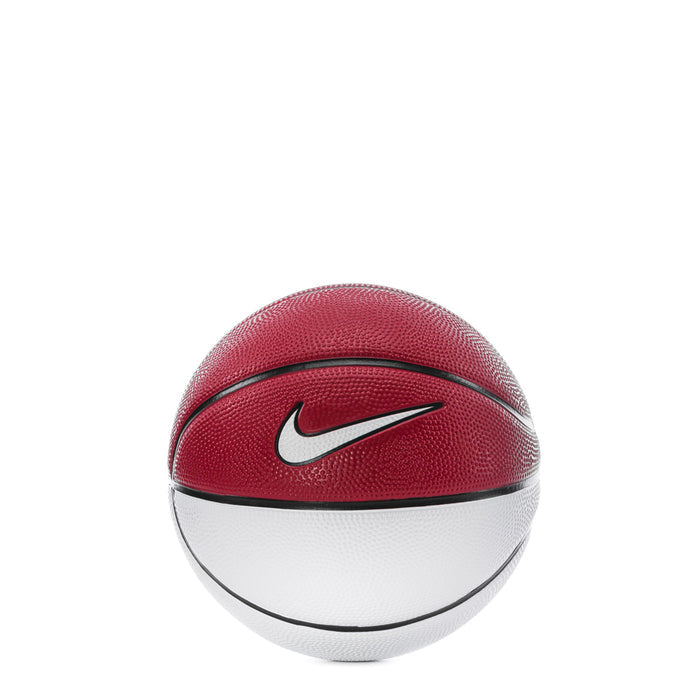 Mini basketball in gym red, white, and black with Nike swoosh logo