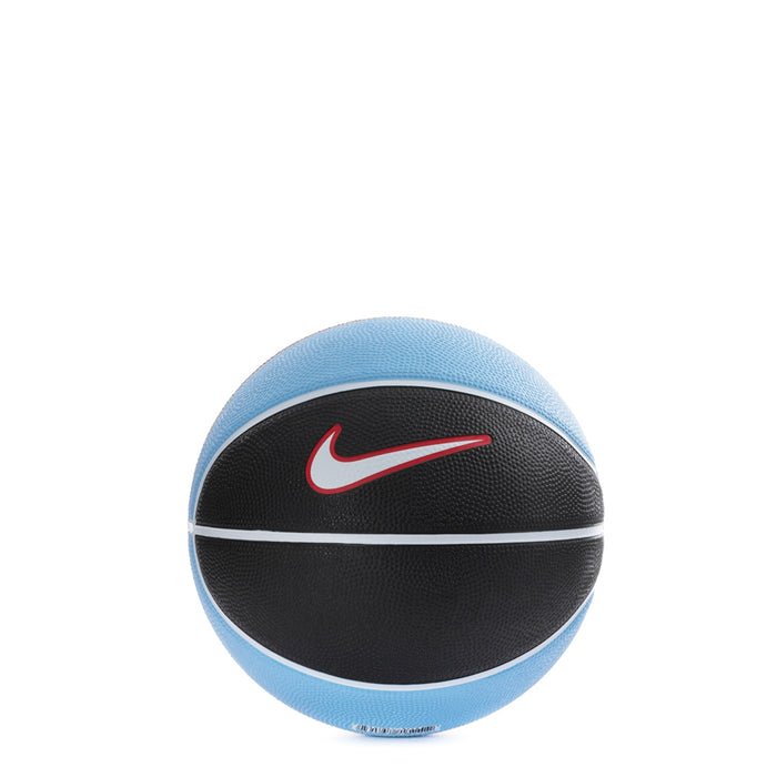 Mini basketball, light blue/black with white stripe and red Nike swoosh logo