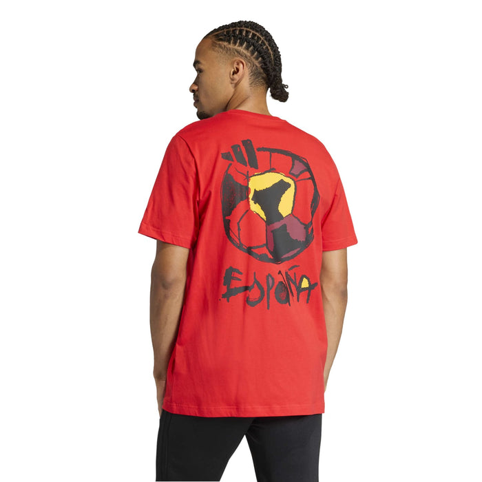Red men's T-shirt with Spain graphic on the back