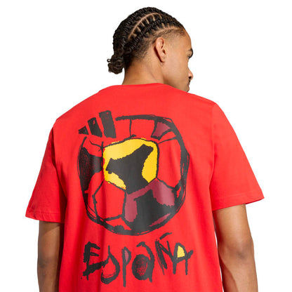 Red men's T-shirt with large Spain graphic on the back