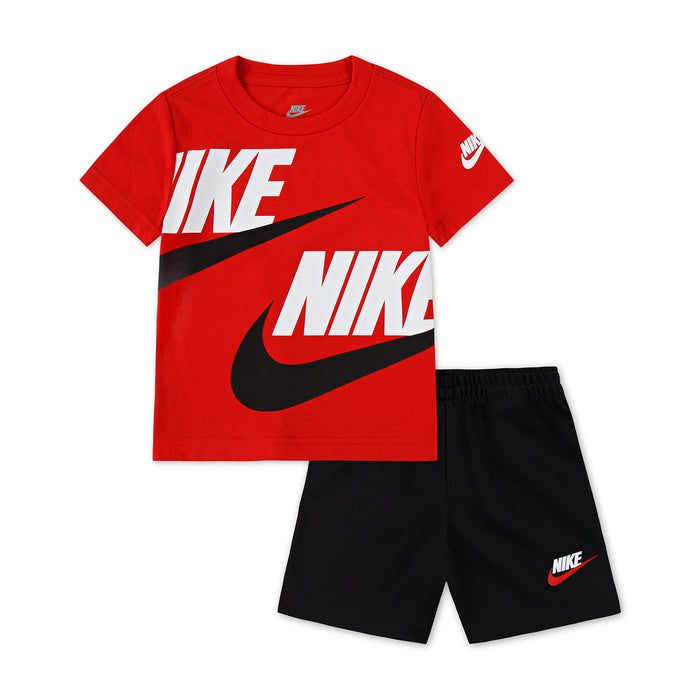 Toddler two-piece short set: red Nike T-shirt with black Nike shorts