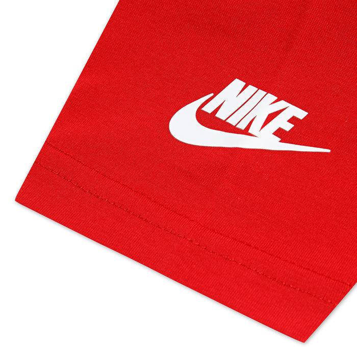 Toddler red T-shirt fabric with white Nike swoosh logo