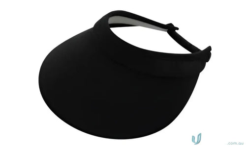 Black Sun Visor with elastic fastener for sports, uniforms, and workwear