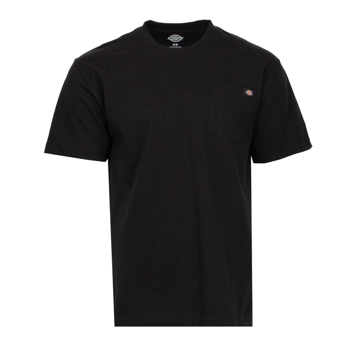 Black heavyweight pocket tee for men with crew neck and short sleeves