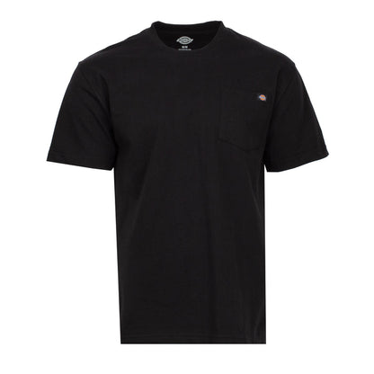 Black heavyweight pocket tee for men with crew neck and short sleeves