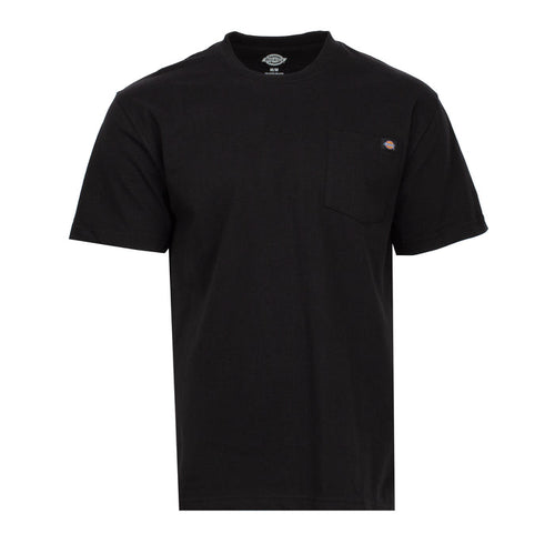 Black heavyweight pocket tee for men with crew neck and short sleeves
