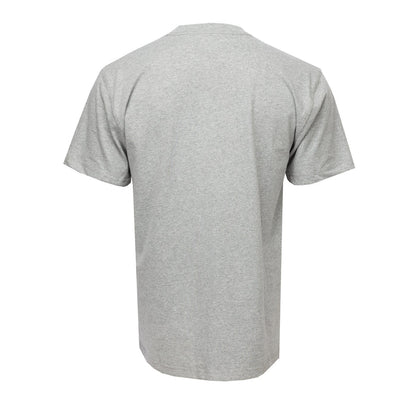 Heather grey men’s t-shirt from back, crew neck, short sleeves