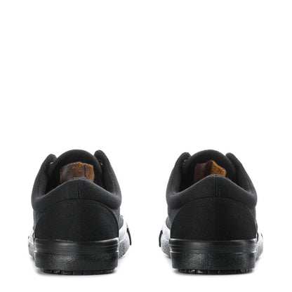 Sudler SR women's black lace-up sneakers, rear view with cushioned heel