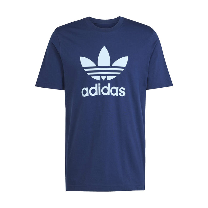Men's navy trefoil graphic T-shirt with adidas logo, short sleeves