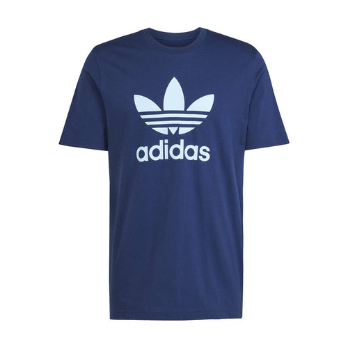 Men's navy trefoil graphic T-shirt with adidas logo, short sleeves