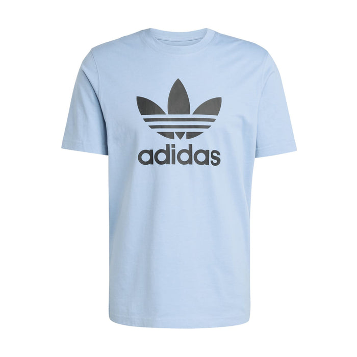 Men's light blue trefoil graphic t-shirt with adidas logo on the chest