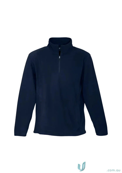 Dark blue Trinity Half Zip fleece pullover with concealed pockets from Biz Collection Trinity
