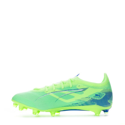 Men's lime green FG/AG soccer cleats with blue pattern on upper, molded traction studs.