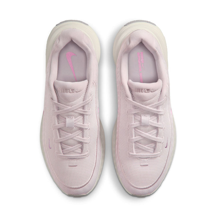 Pair of light mauve lace-up sneakers with pink interior branding on the tongue