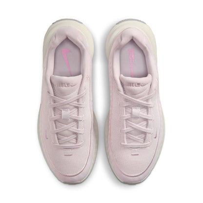 Pair of light mauve lace-up sneakers with pink interior branding on the tongue